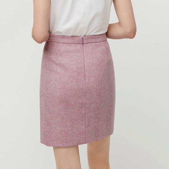 NWT J.Crew Wool Mini Skirt in Herringbone Ivory Mauve Size 10-B25 - Picture 2 of 10